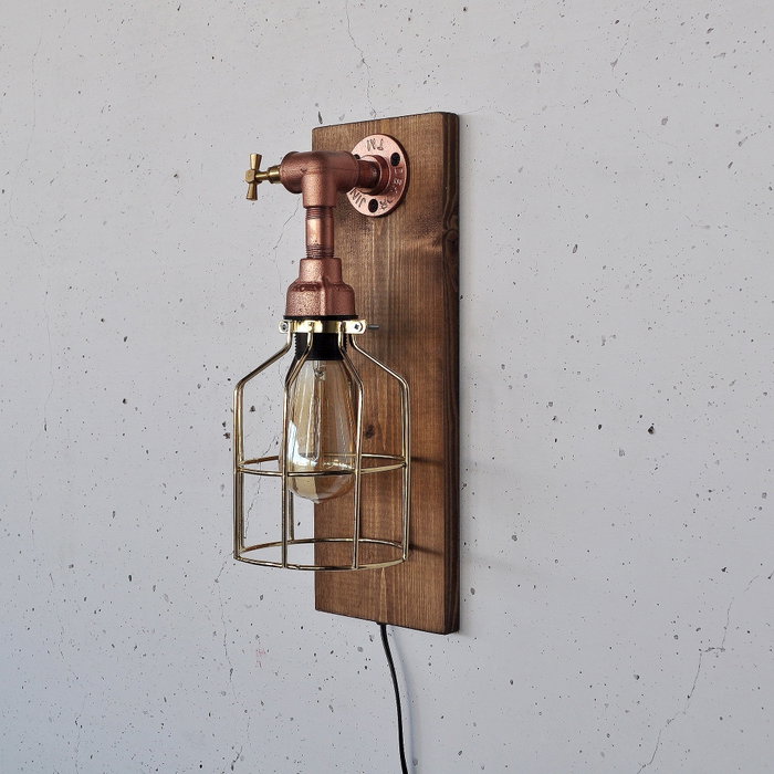 Opviq Lámpara de pared de madera y oro rosa Pp168